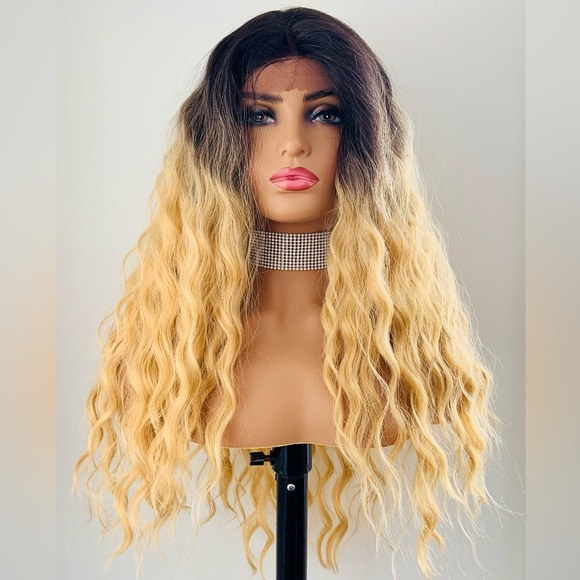 Versatile 28” Ombre Blonde 4x4 Lace Front Premium Fiber Wig - Picture 5 of 13